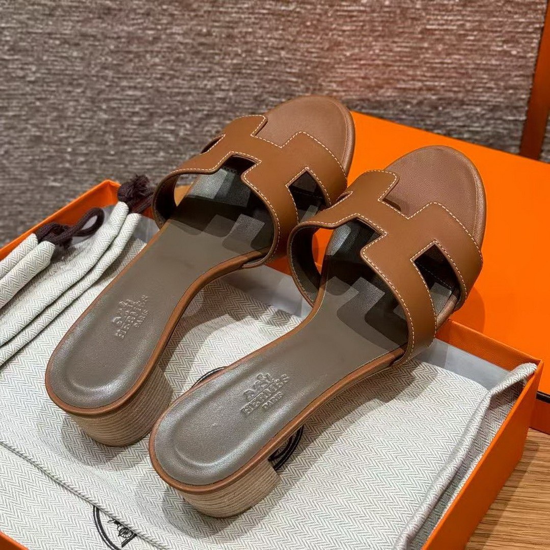 Hermes Oasis Sandal Women High Heel Sandal in Swift Calfskin Gold H071002Z 03340 - Image 2