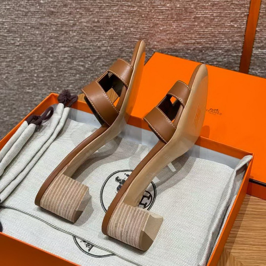Hermes Oasis Sandal Women High Heel Sandal in Swift Calfskin Gold H071002Z 03340 - Image 14