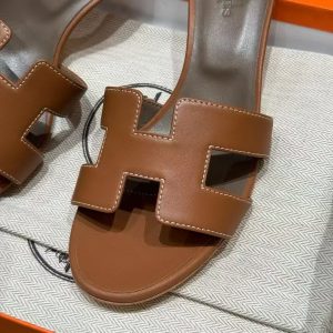 Hermes Oasis Sandal Women High Heel Sandal in Swift Calfskin Gold H071002Z 03340 - Image 10