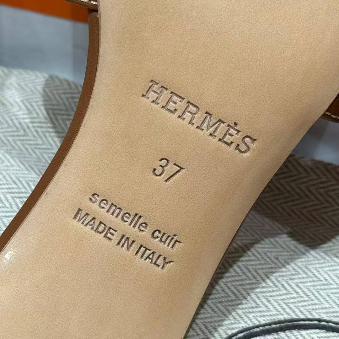 Hermes Oasis Sandal Women High Heel Sandal in Swift Calfskin Gold H071002Z 03340 - Image 8