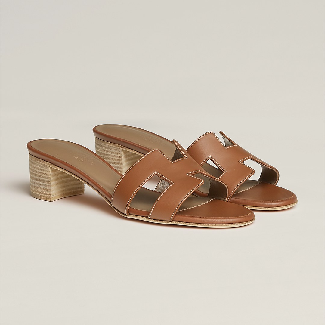 Hermes Oasis Sandal Women High Heel Sandal in Swift Calfskin Gold H071002Z 03340 - Image 4