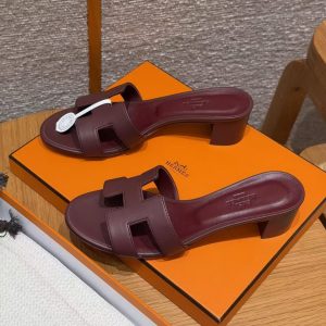 Hermes Oasis Sandal Women High Heel Sandal in Swift Calfskin Hermes Red - Image 7
