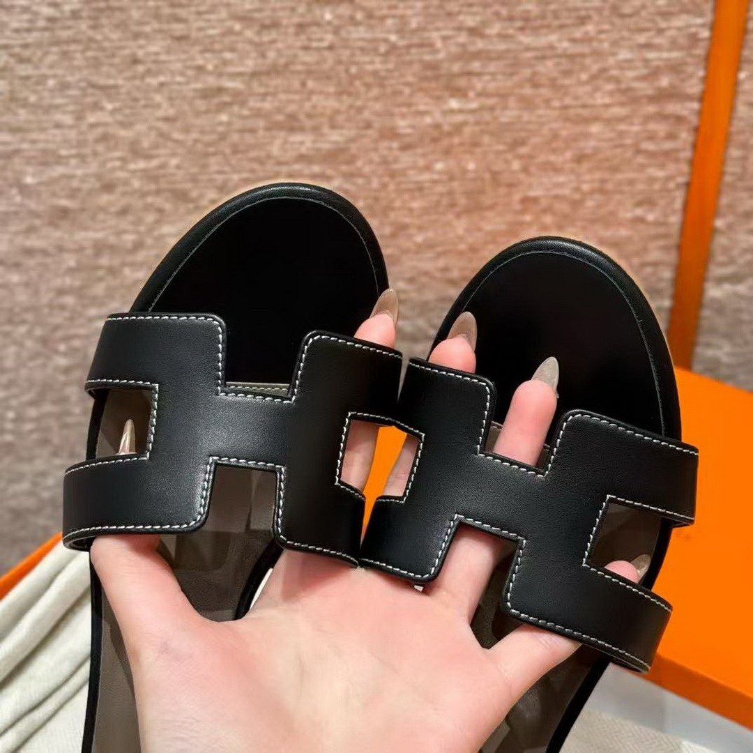 Hermes Oasis Sandal Women High Heel Sandal in Swift Calfskin Noir H071002Z 01340 - Image 10