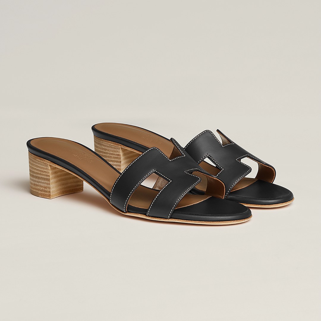 Hermes Oasis Sandal Women High Heel Sandal in Swift Calfskin Noir H071002Z 01340 - Image 4
