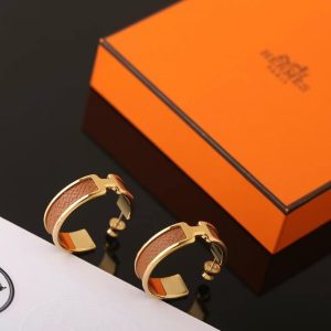 Alternative view of Hermes Olympe Earrings Box Calfskin Silver Gold H500178FK37