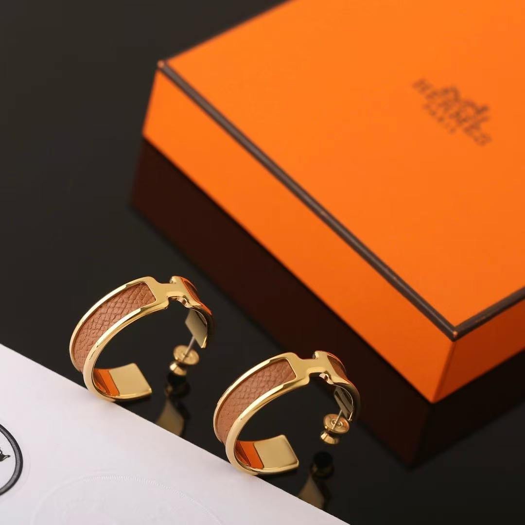 Hermes Olympe Earrings Box Calfskin Silver Gold H500178FK37 - Image 2