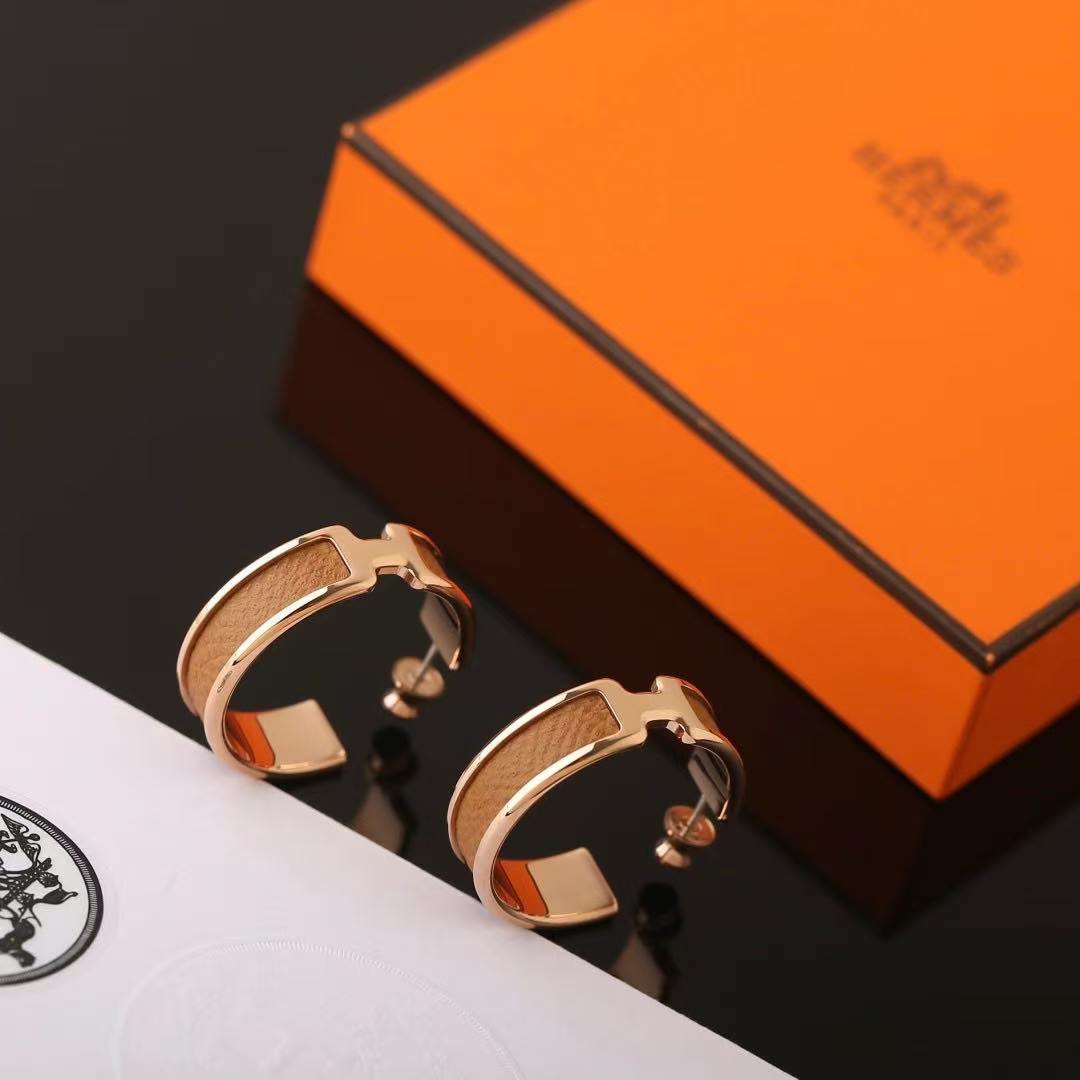 Hermes Olympe Earrings Box Calfskin Silver Gold H500178FK37 - Image 9