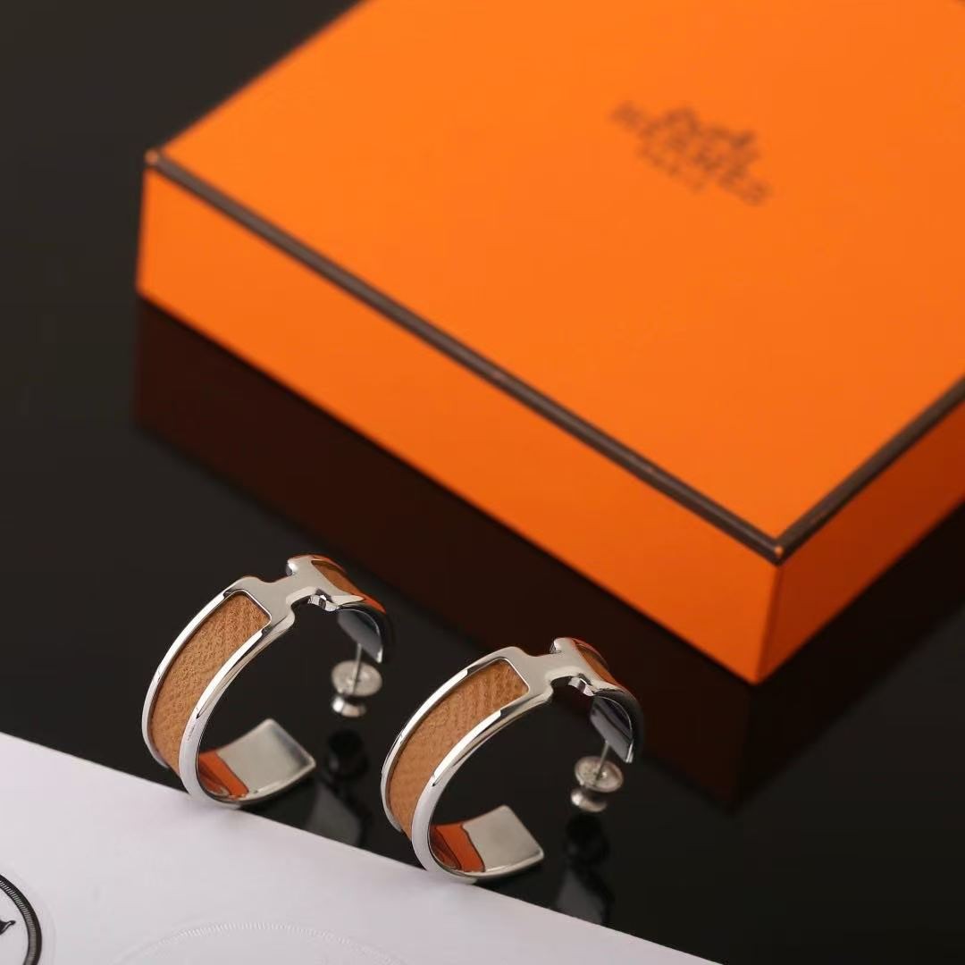 Hermes Olympe Earrings Box Calfskin Silver Gold H500178FK37 - Image 8