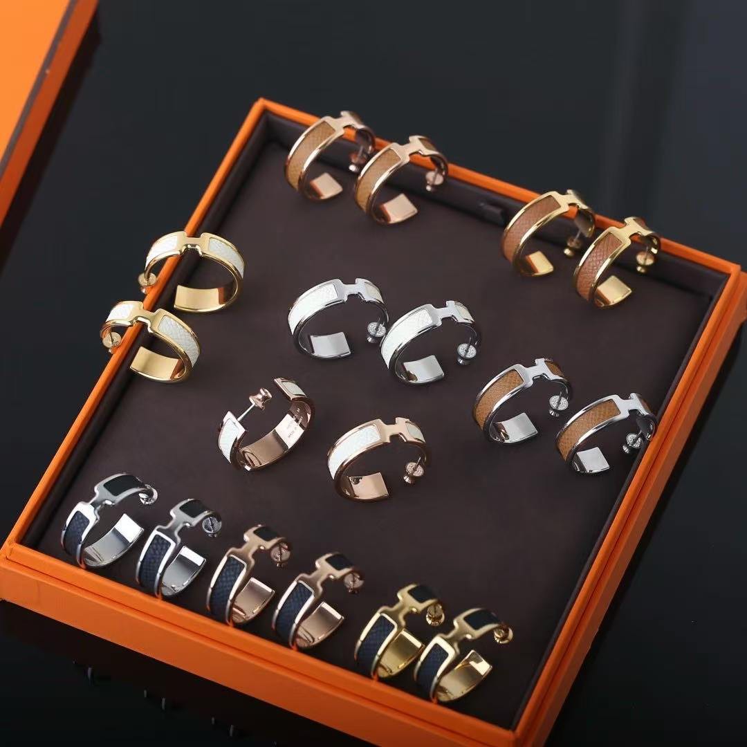 Hermes Olympe Earrings Box Calfskin Silver Gold H500178FK37 - Image 4