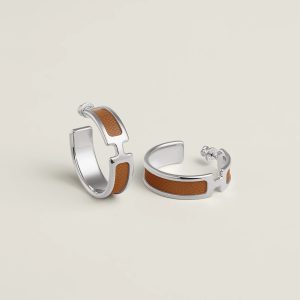 Hermes Olympe Earrings Box Calfskin Silver Gold H500178FK37