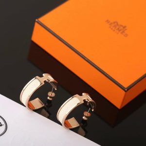 Hermes Olympe Earrings Box Calfskin Yellow Gold Craie H011123CC10 - Image 8
