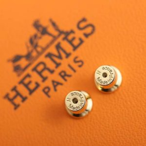 Hermes Olympe Earrings Box Calfskin Yellow Gold Noir H500358FC89 - Image 11