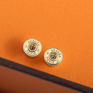 Hermes Olympe Earrings Box Calfskin Yellow Gold Noir H500358FC89 - Image 10