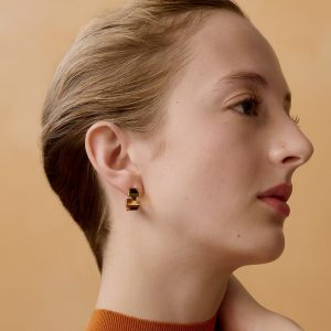 Hermes Olympe Earrings Box Calfskin Yellow Gold Noir H500358FC89 - Image 3