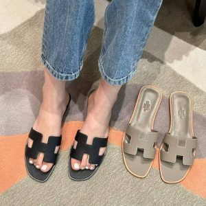 Hermes Oran Sandal Women Epsom Calfskin 89 Black - Image 3