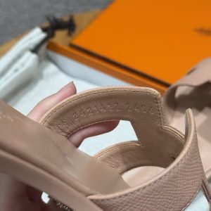 Hermes Oran Sandal Women Epsom Calfskin Beige Perlino H202272Z DI345 - Image 8