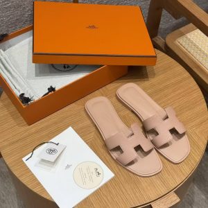 Hermes Oran Sandal Women Epsom Calfskin Beige Perlino H202272Z DI345 - Image 5