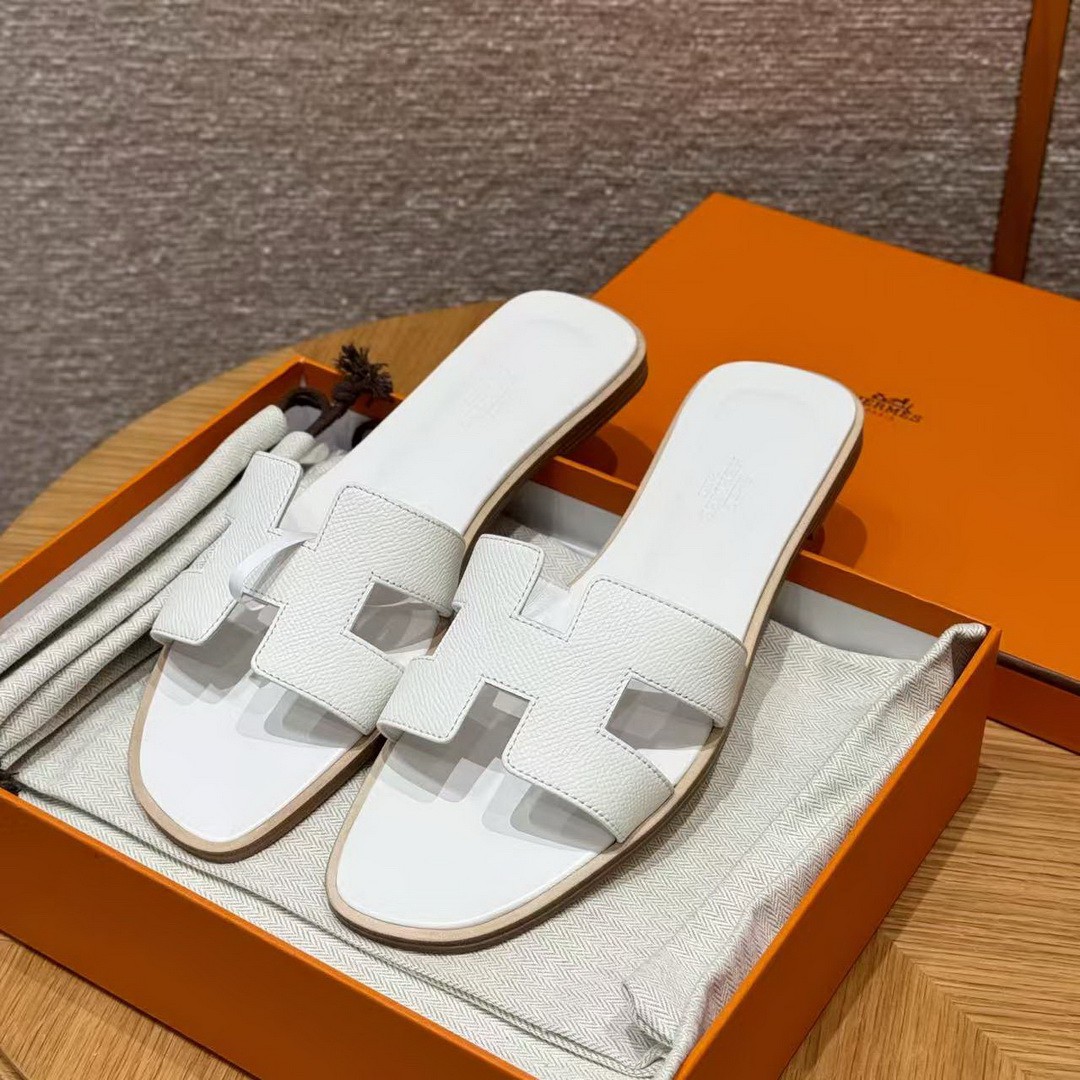 Hermes Oran Sandal Women Epsom Calfskin Blanc
