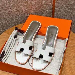 Hermes Oran Sandal Women Epsom Calfskin Blanc Etoupe - Image 12