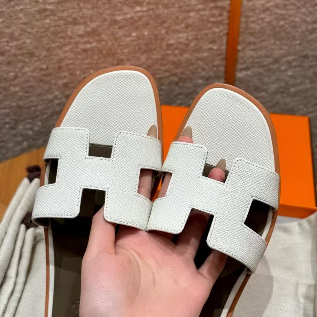 Hermes Oran Sandal Women Epsom Calfskin Blanc Etoupe - Image 6