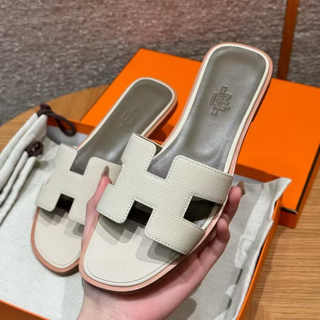Hermes Oran Sandal Women Epsom Calfskin Craie Etoupe - Image 14