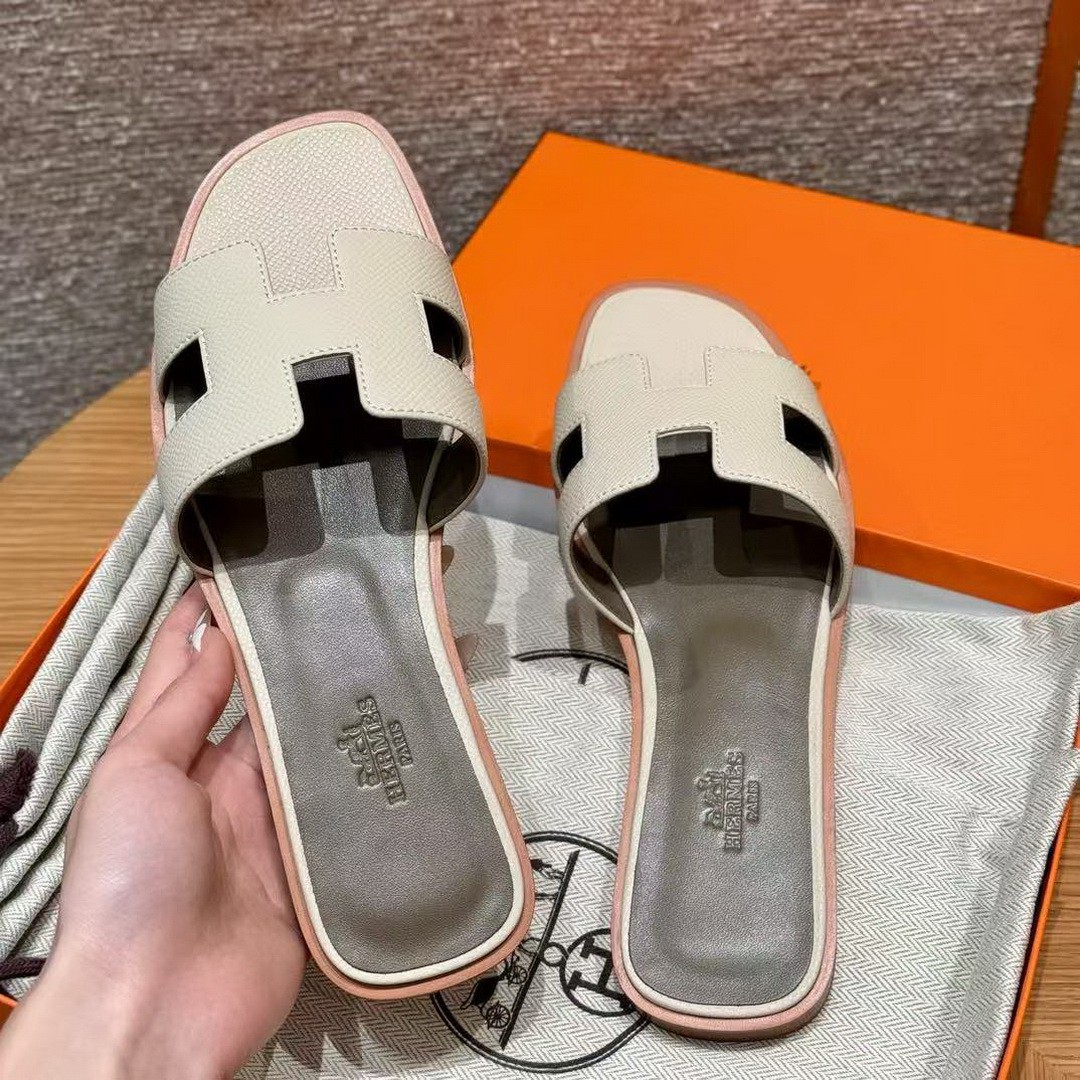 Hermes Oran Sandal Women Epsom Calfskin Craie Etoupe - Image 13