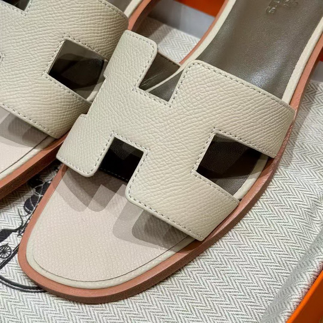 Hermes Oran Sandal Women Epsom Calfskin Craie Etoupe - Image 10