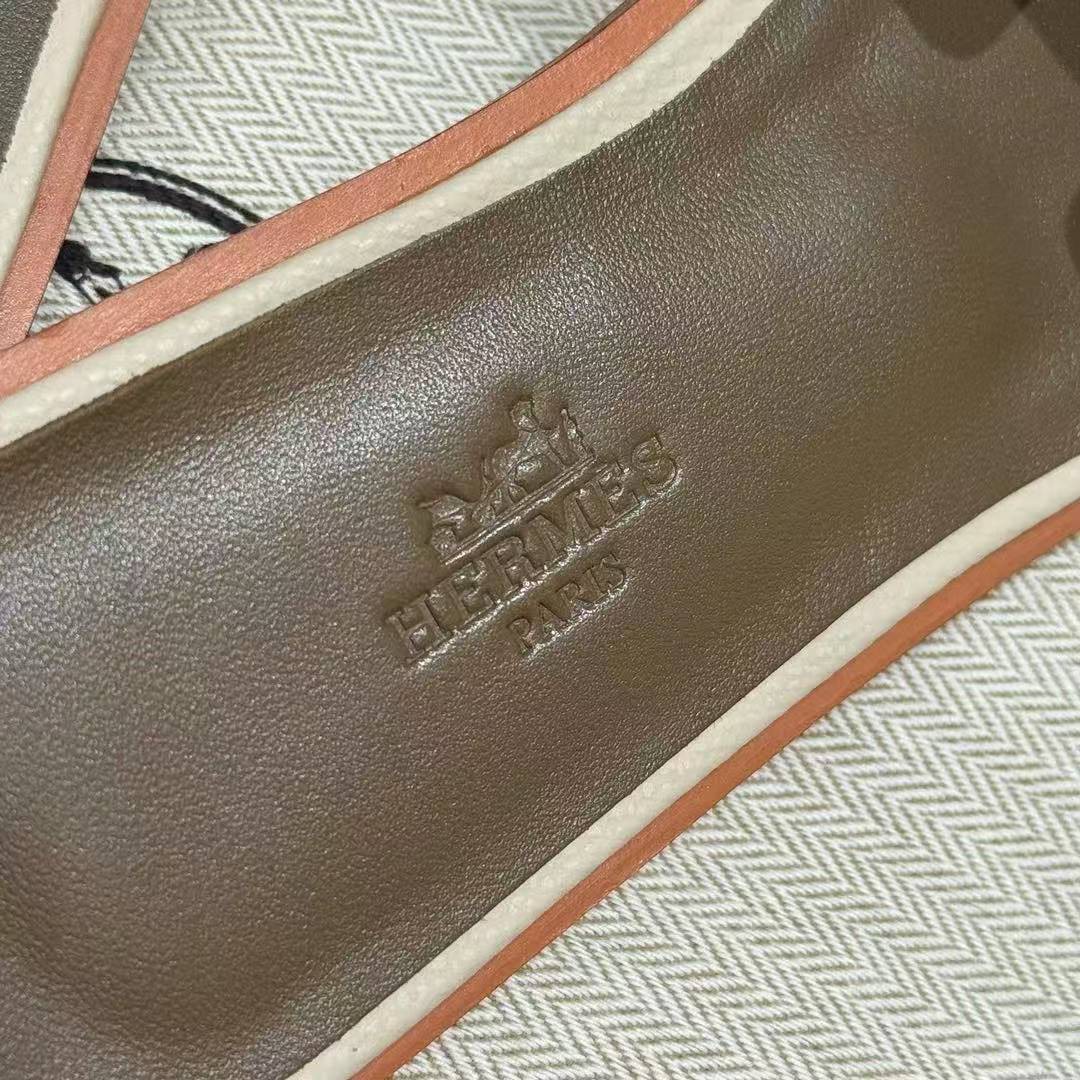 Hermes Oran Sandal Women Epsom Calfskin Craie Etoupe - Image 9