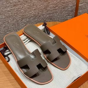 Hermes Oran Sandal Women Epsom Calfskin Etoupe H202272Z X3350 - Image 5