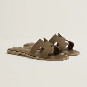 Hermes Oran Sandal Women Epsom Calfskin Etoupe H202272Z X3350 - Image 4