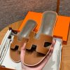 Hermes Oran Sandal Women Epsom Calfskin Gold Etoupe