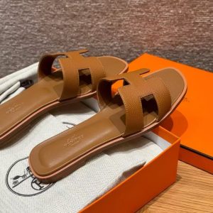 Hermes Oran Sandal Women Epsom Calfskin Gold H222099Z 20340 - Image 12