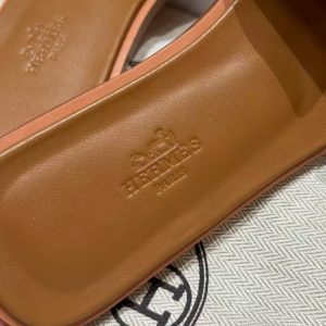 Hermes Oran Sandal Women Epsom Calfskin Gold H222099Z 20340 - Image 9