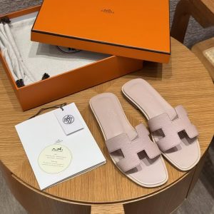 Hermes Oran Sandal Women Epsom Calfskin Rose Porcelaine H202272Z 27340 - Image 10