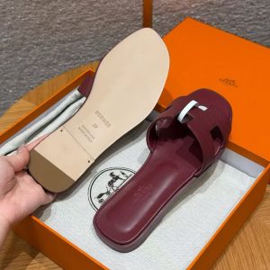 Hermes Oran Sandal Women Epsom Calfskin Rouge H H202272Z L1340 - Image 13