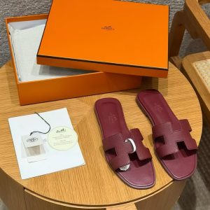 Hermes Oran Sandal Women Epsom Calfskin Rouge H H202272Z L1340 - Image 10