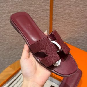 Hermes Oran Sandal Women Epsom Calfskin Rouge H H202272Z L1340 - Image 9