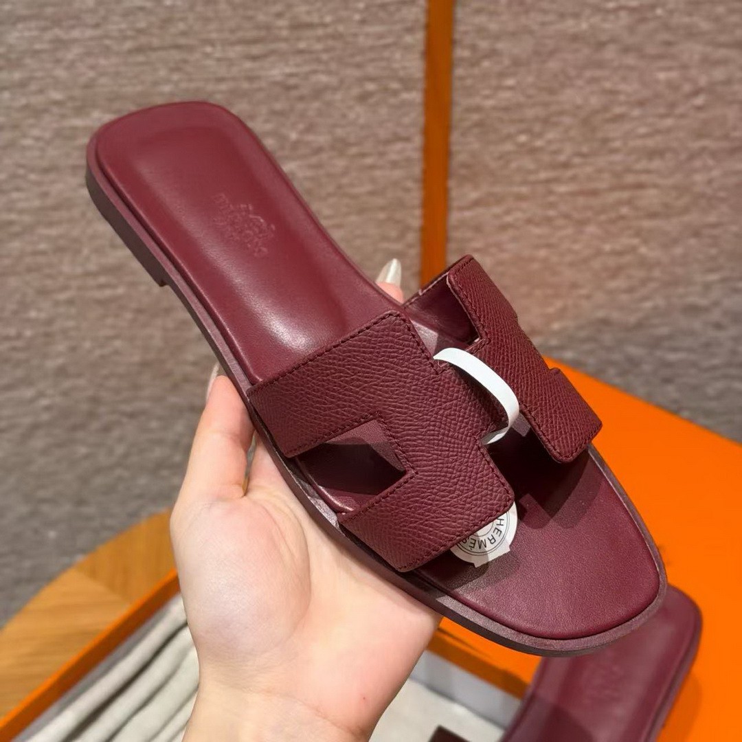 Hermes Oran Sandal Women Epsom Calfskin Rouge H H202272Z L1340 - Image 9