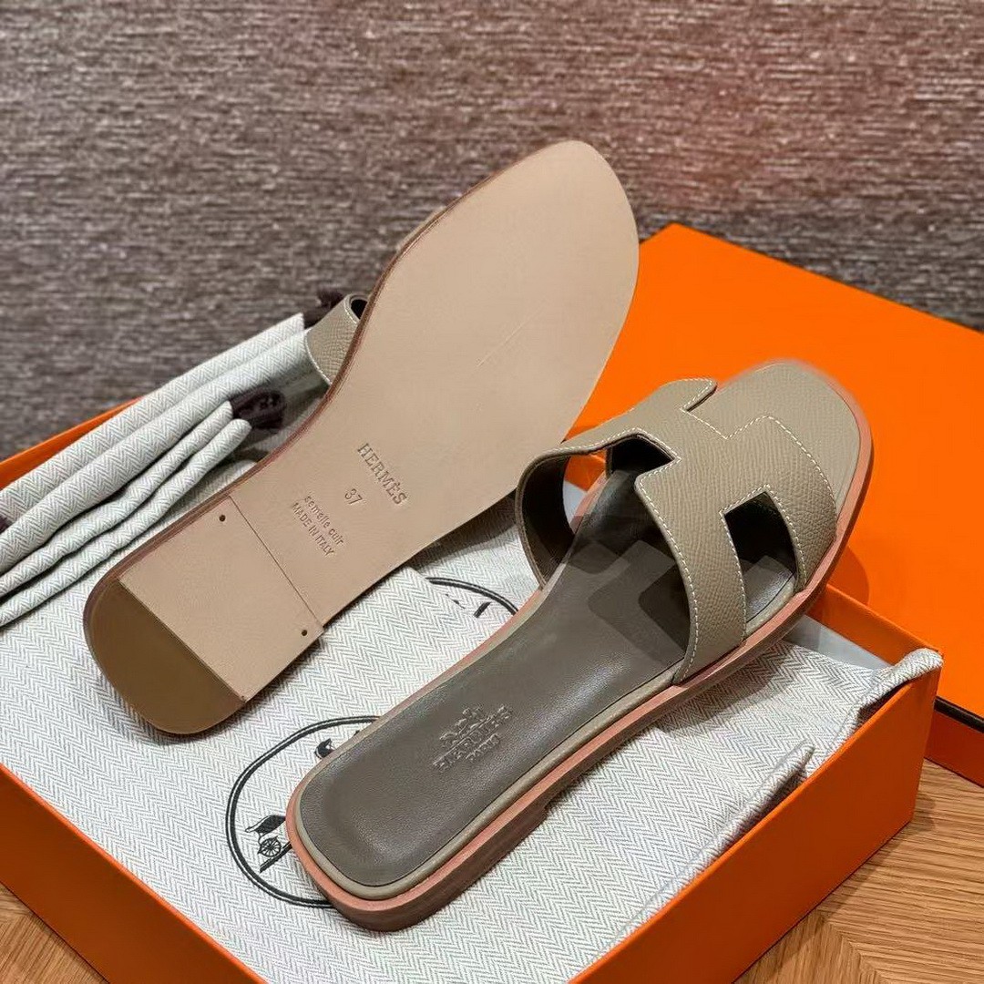 Hermes Oran Sandal Women Epsom Calfskin Trench Etoupe - Image 9
