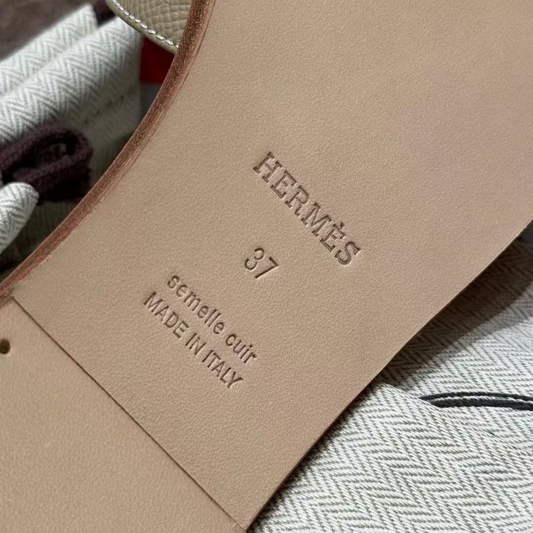Hermes Oran Sandal Women Epsom Calfskin Trench Etoupe - Image 8