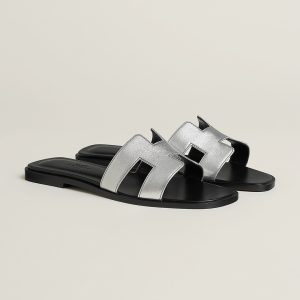 Hermes Oran Sandal Women Goatskin Gris Argenté H261297Z 52350 - Image 4