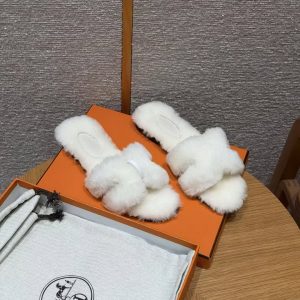 Hermes Oran Sandal Women Shearling Blanc - Image 8