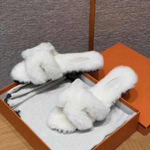 Hermes Oran Sandal Women Shearling Blanc - Image 7
