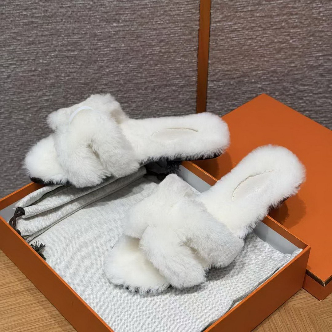 Hermes Oran Sandal Women Shearling Blanc - Image 7