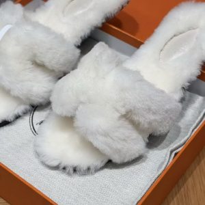 Hermes Oran Sandal Women Shearling Blanc - Image 5