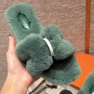 Hermes Oran Sandal Women Shearling Green - Image 10