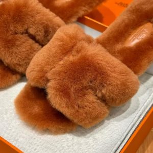 Hermes Oran Sandal Women Shearling Natural H231288Z A4350 - Image 13