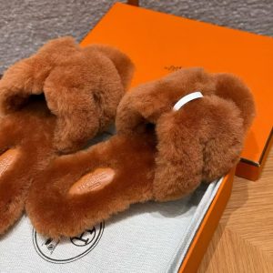 Hermes Oran Sandal Women Shearling Natural H231288Z A4350 - Image 8