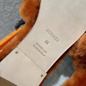 Hermes Oran Sandal Women Shearling Natural H231288Z A4350 - Image 6
