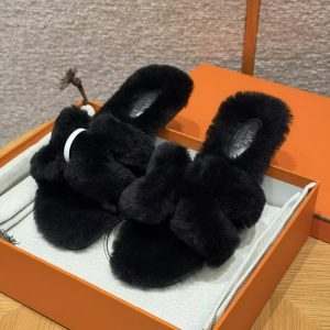 Hermes Oran Sandal Women Shearling Nior